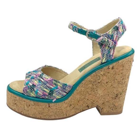 Chanel Sandals Shoes Tweed Cork Multicolor Unused CC Coco Mark - Picture 3 of 10